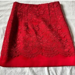 H&M red lace mini skirt